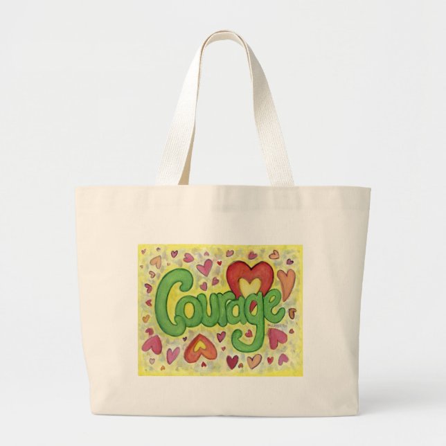 Courage Heart Word Art Sac fourre-tout inspiré (Devant)