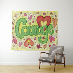 Courage Heart Word Art Tapestry Wand hängen Wandteppich
