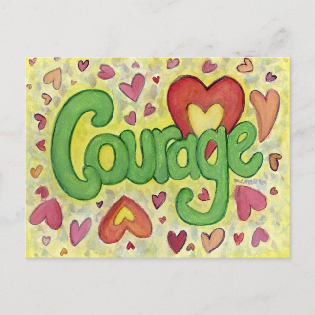 Courage Heart Word Motivierend Postkarte (Vorderseite)