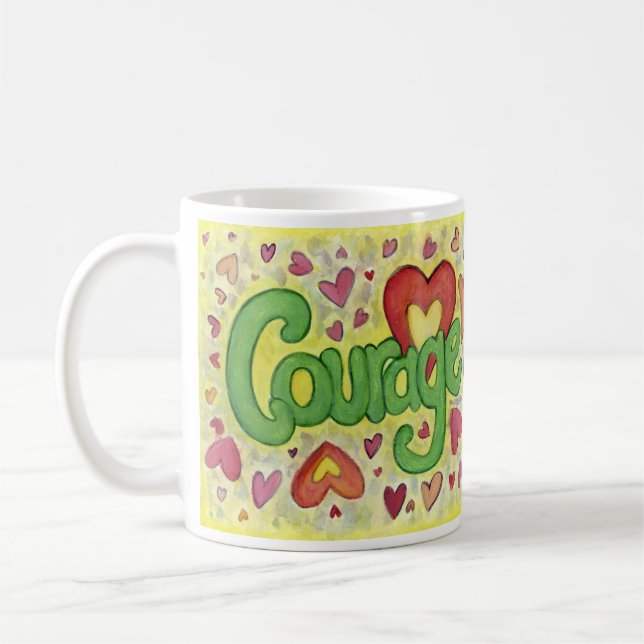 Courage Herz Word Art Custom Coffee Cup Kaffeetasse (Links)