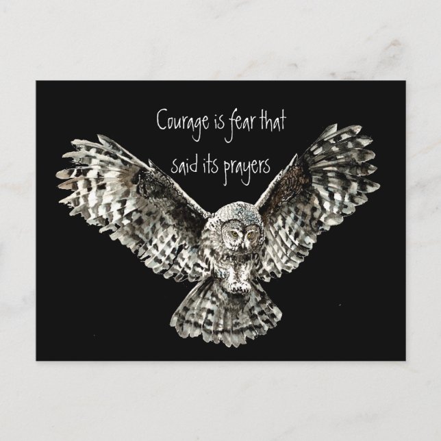 Courage ist Angst, die seine Gebete mit Owl sagte Postkarte (Vorderseite)