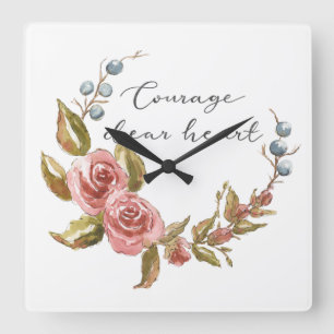 Courage Liebes Herz Quadratische Wanduhr
