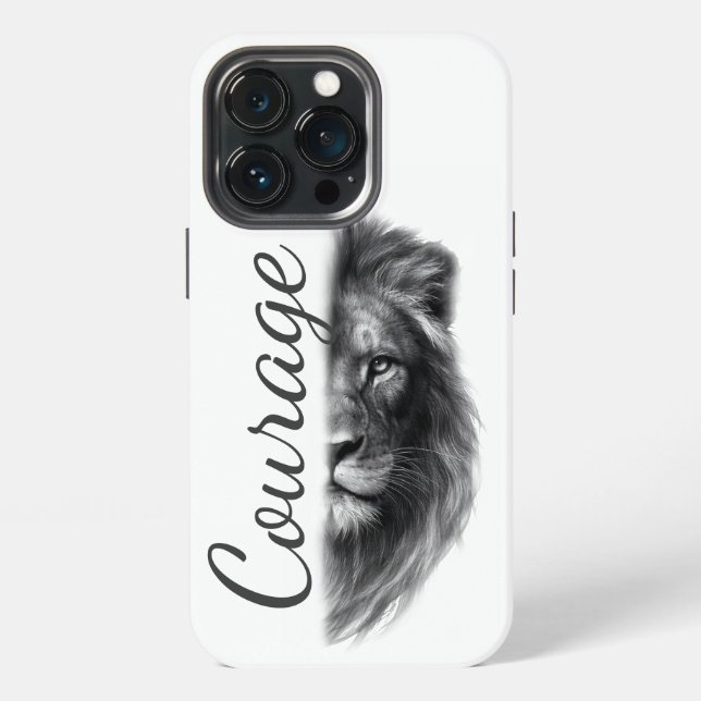 Courage Lion Artistic Minimal- iPhone 13 Pro Hülle (Hinten)