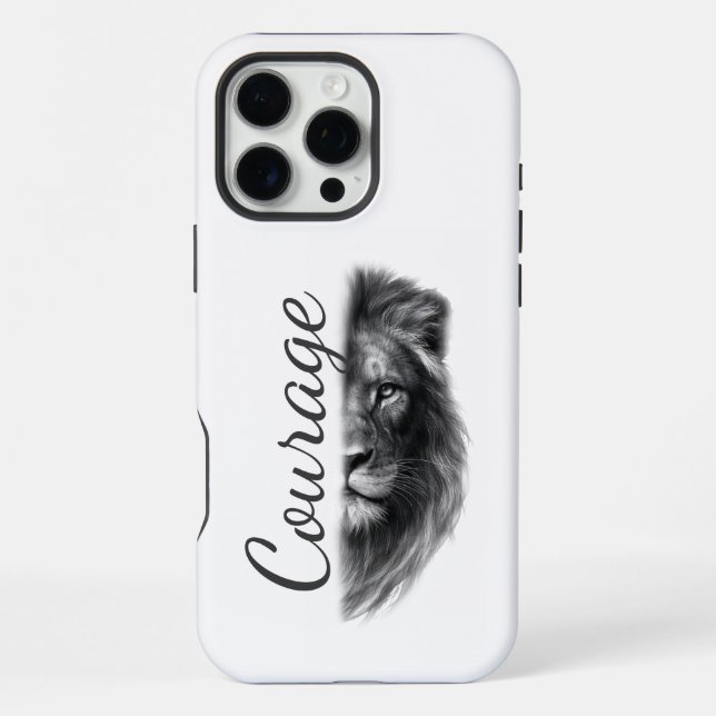 Courage Lion Artistic Minimal- iPhone 16 Pro Max Hülle (Rückseite)
