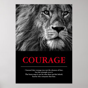 Courage Lion Motivierend Inspiration Poster