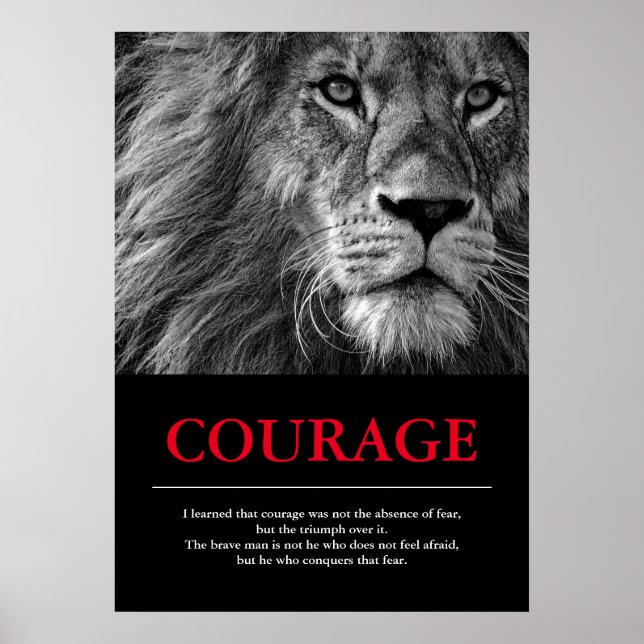 Courage Lion Motivierend Inspiration Poster (Vorne)