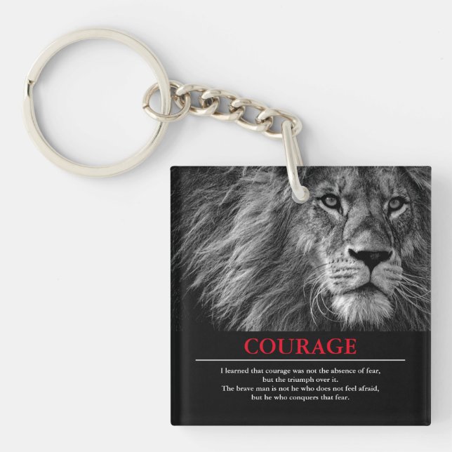 Courage Lion Motivierend Inspiration Schlüsselanhänger (Vorderseite)