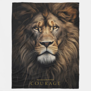 Courage Lion Portrait Fleecedecke