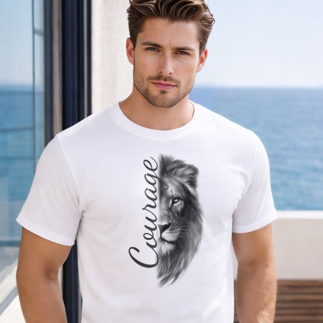 Courage Löwe Künstlerisches Minimal T-Shirt - (Von Creator hochgeladen)