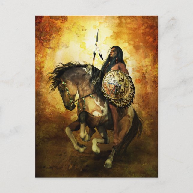 Courage Native American Warrior Postkarte (Vorderseite)