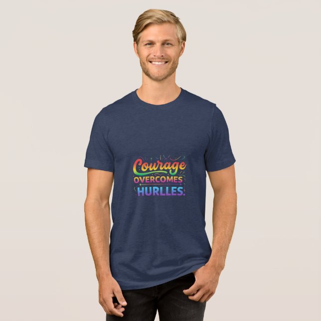 Courage Overcomes Hurdles Tri-Blend Shirt (Vorderseite voll)