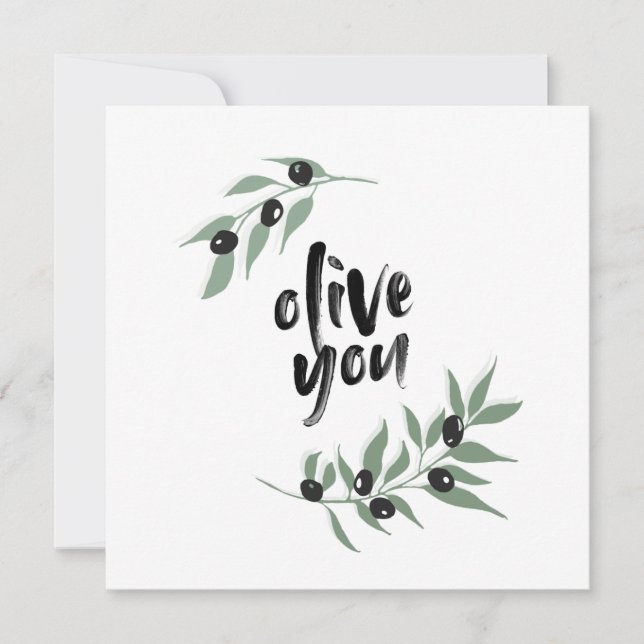Courbe de branche d'olivier je t'aime | carte oliv (Devant)
