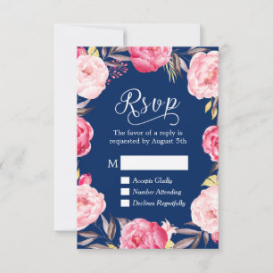 Courbe Florale rose Marine Bleu RSVP Réponse