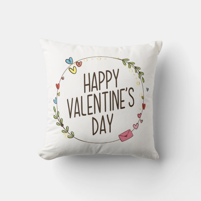 Courbe Heureuse Sainte-Valentin simple | Coussin d (Recto)