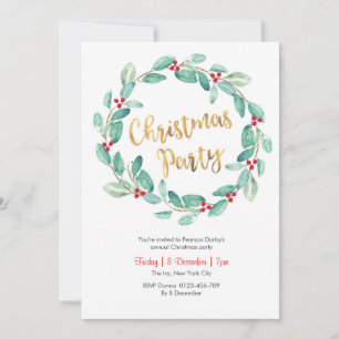 Courbe verte fête de Noël Invitation