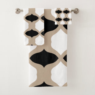 Courbes douces Motif - Taupe, noir et blanc