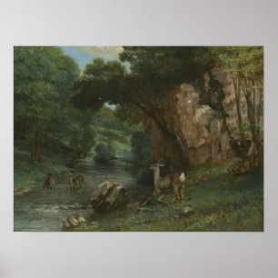 Courbet - Reh an einem Bach Poster