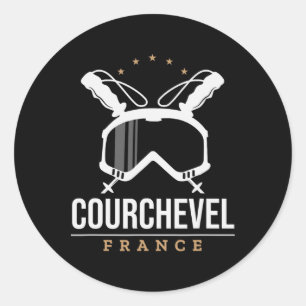 Courchevel France Ski Resort Vintag Skigebiet Snow Runder Aufkleber