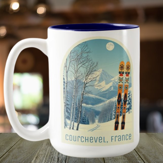 Courchevel les trois Vallées souvenir Zweifarbige Tasse (Von Creator hochgeladen)