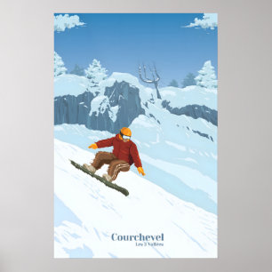 Courchevel Snowboarden Reiseplakat Poster