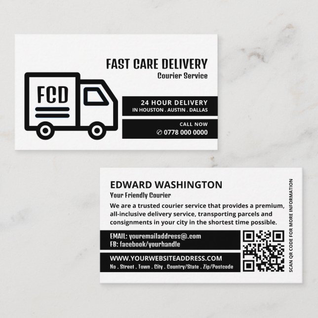 Courier Truck Logo, Kurierdienst Visitenkarte (Vorne/Hinten)