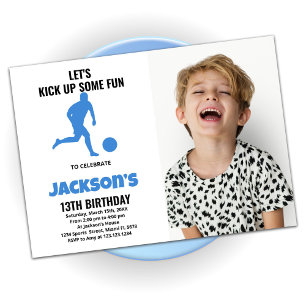 Courir Bleu Soccer Anniversaire Invitations avec p