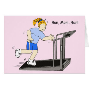 Courir maman Cartoon Lady sur tapis roulant