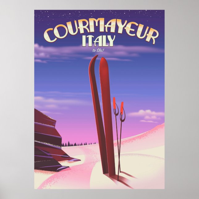 Courmayeur Italienisches Skiposter Poster (Vorne)