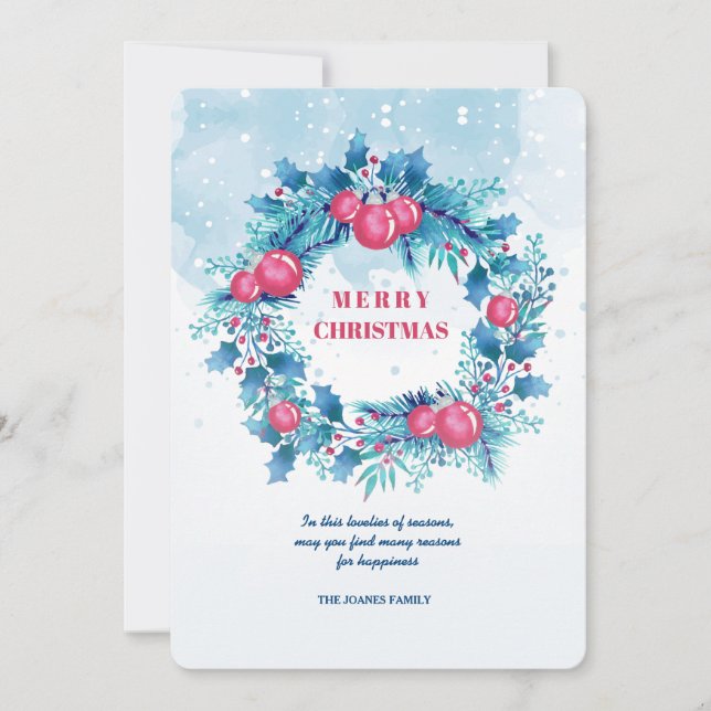 Couronne bleue avec billes rouges Carte de vacance (Devant)