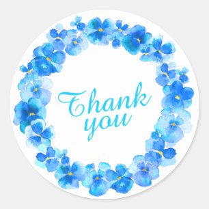 Couronne bleue merci aquarelle autocollants d'art