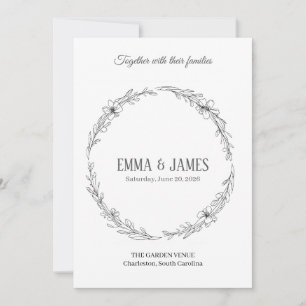 Couronne botanique élégante Invitation de mariage 