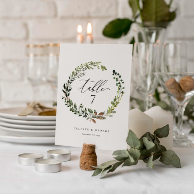 Couronne botanique numéro de table de mariage élég (Créateur téléchargé)