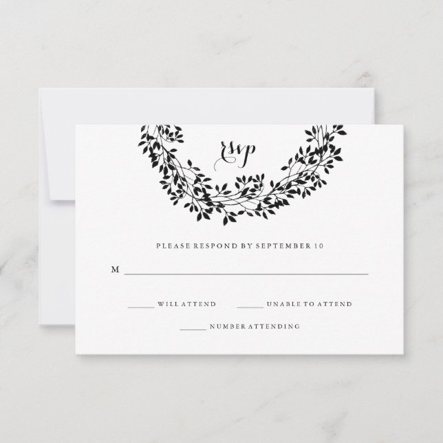 Couronne botanique rustique noire et blanche RSVP (Devant)