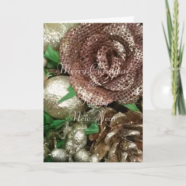 Couronne Brown de Noël dorée, carte de voeux (Devant)