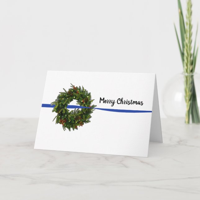 Couronne de carte de Noël Thin Blue Line (Devant)