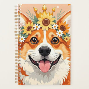 Couronne de chien corgi joyeux des marguerites et