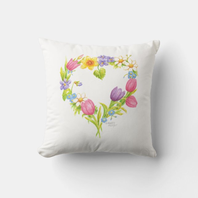 Couronne de coeur Coussin florale (Recto)