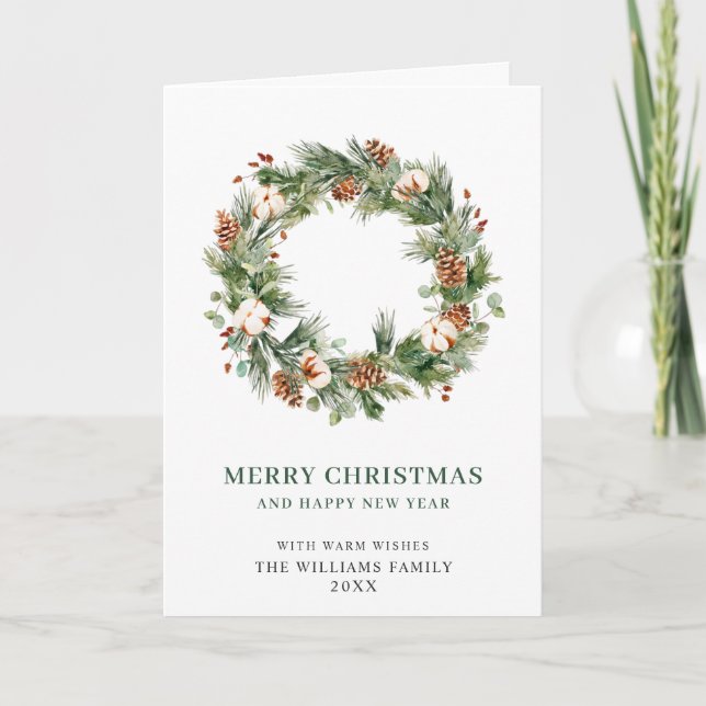 Couronne de cônes de pin sapin Joyeux Noël Carte d (Devant)