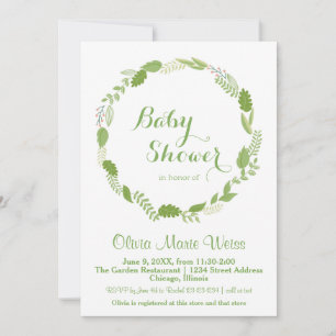 Couronne de feuilles vertes - Invitation à une bab