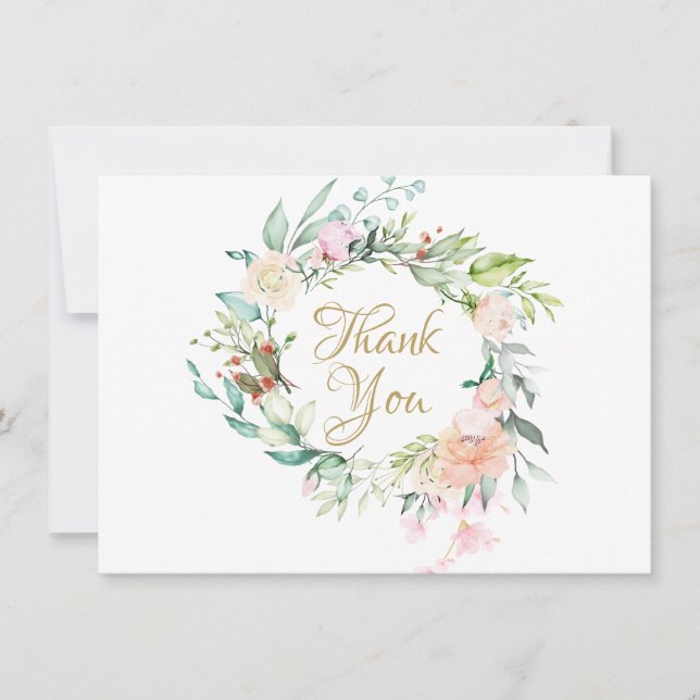 Couronne de fleurs de roses champêtres Merci (Devant)