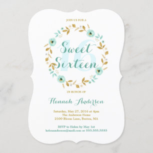 Couronne de fleurs d'or Menthe Invitation Sweet Si