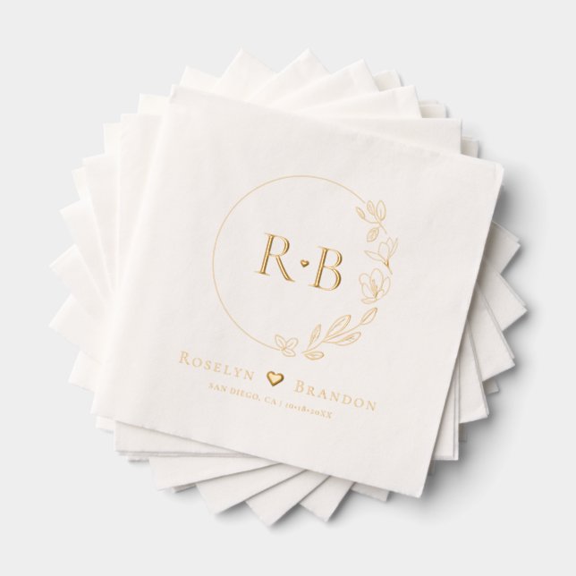 Couronne de fleurs élégante monogramme de mariage  (Insitu (empilé))