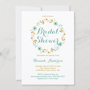 Couronne de fleurs en or menthe Invitation de douc