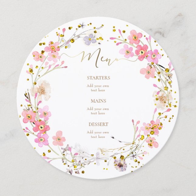 couronne de fleurs roses Menu (Devant)