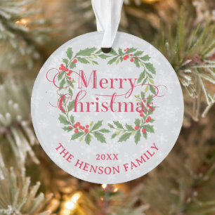 Couronne de houx élégante Joyeux Noël Photo