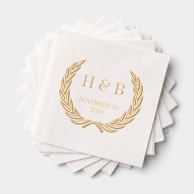 Couronne de laurier botanique chic et initiales du (Insitu (empilé))