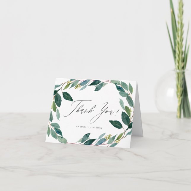 Couronne de mariage à l'eucalyptus aquarelle Merci (Devant)