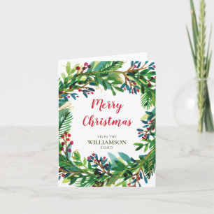 Couronne de Noël Aquarelle Fête Famille Nom