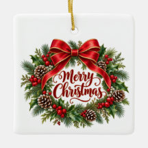 Couronne de Noël Carré Ornement en Céramique