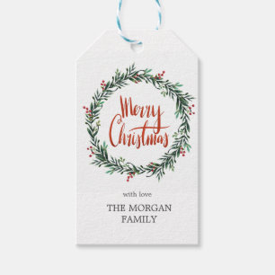 Couronne de Noël   Étiquette cadeau de vacances